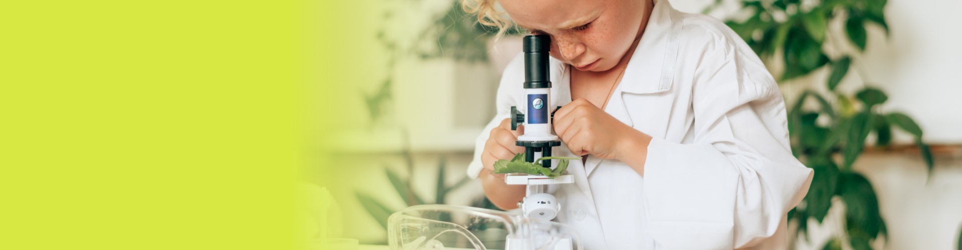 Niño mirando microscopio