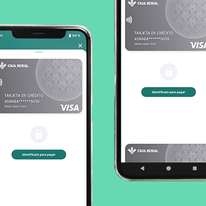 Ruralvía pay . dos móviles mostrando la app ruralvía pay