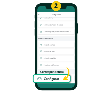 Selecciona Correspondència - Configurar.
