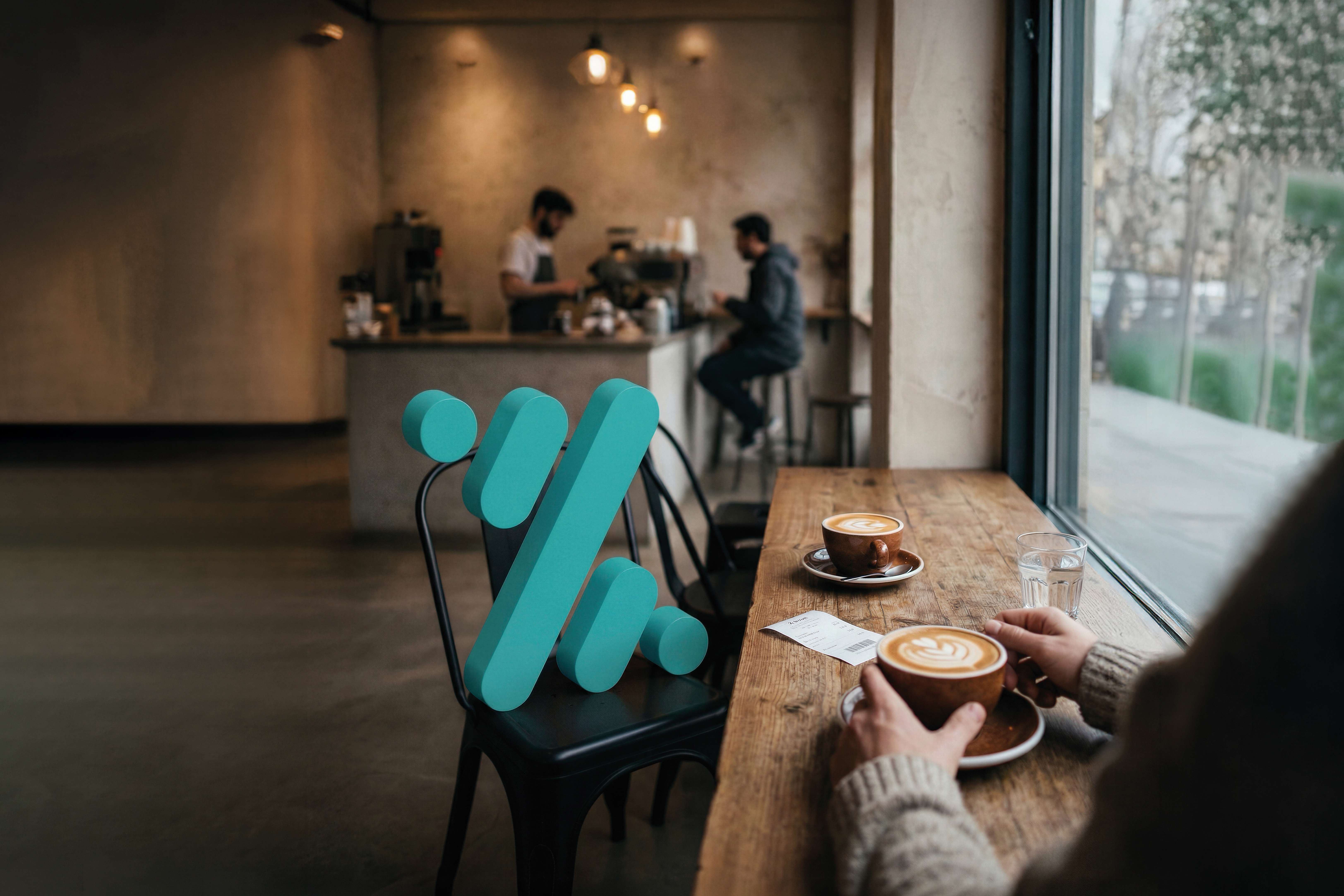 Cafeteria con logo de Bizum Pay