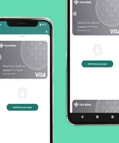 Ruralvía pay . dos móviles mostrando la app ruralvía pay